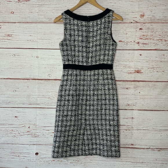 Milly of New York Boucle Tweed Sleeveless Sheath Dress Black/White Sz 0 - Picture 7 of 14